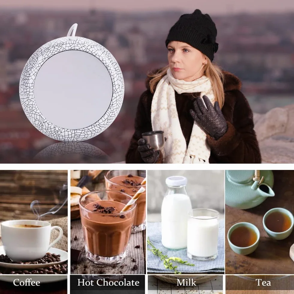 Podgrzewacz do filiżanek kawy, ładowarka USB do kuchni [wzór białej porcelany, 12]