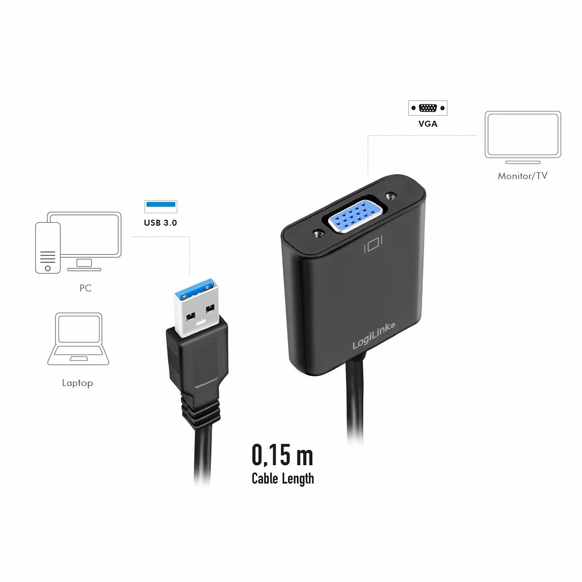 Logilink Adapter USB 3.0 na VGA UA0231