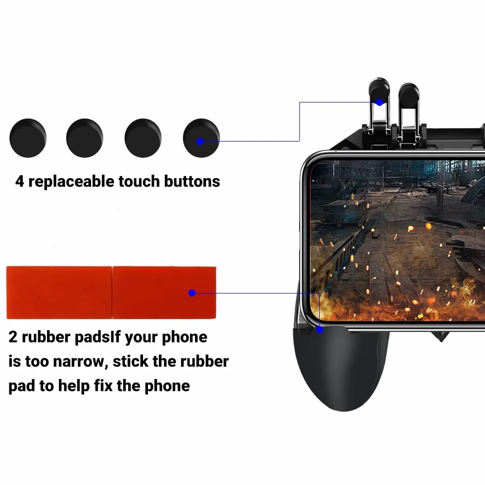 Ozkak Mobilny kontroler do smartfona, gamepad, uproszczony, przenośny, 4 spusty, L1R1, L2R2, uniwersalny do PUBG COD, Android, iOS, iPhone, Samsung, Huawei, telefonów komórkowych o szerokości od 7 do