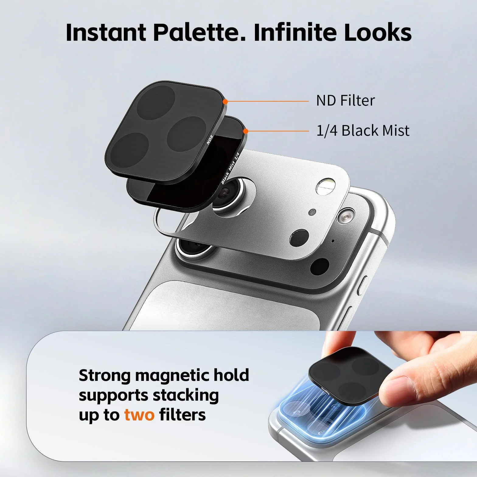 SmallRig Kwadratowy zestaw filtrów ND i czarnej mgły do iPhone 17 Pro Max (srebrny) 6077