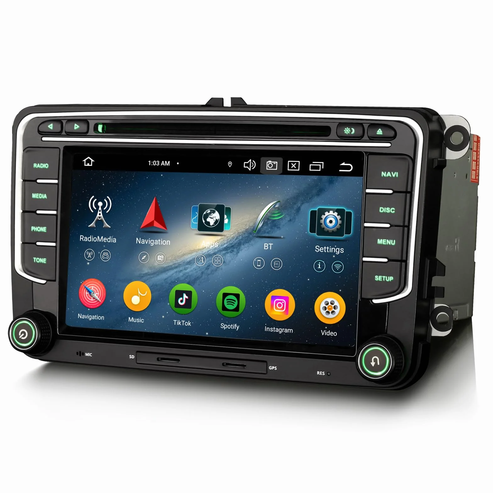 Erisin Android 16 4 GB + 64 GB 8-rdzeniowe radio samochodowe CD, Bluetooth, GPS, nawigacja do VW T6 Polo 6R Crafter Amarok, Caddy, ŠKODA Yeti, Transporter, 7 cali, ekran dotykowy IPS, obsługuje
