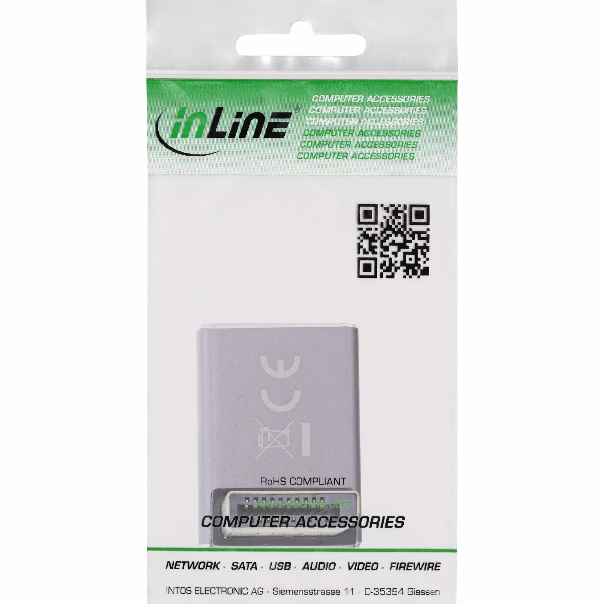 InLine Adapter DisplayPort 1.4 kąt 90° DP do gniazda 8K 17291G
