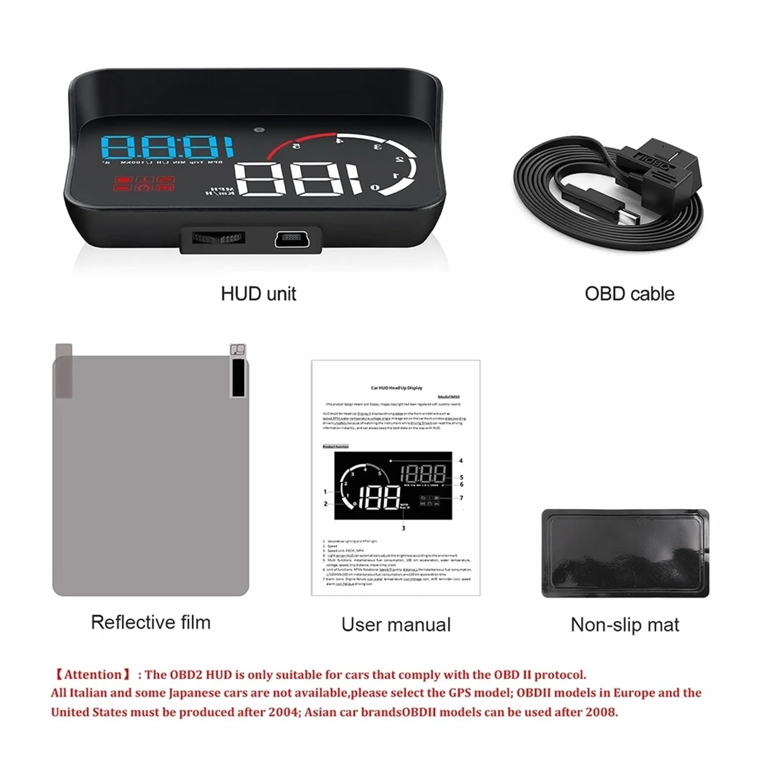 Panele Instrumentów Samochodowych Universal Car HUD Head Up Display System Alarmowy Ostrzegający O Przekroczeniu Prędkości OBD2 Projektor Na Przedniej Szybie Wskaźnik Prędkości Cyfrowe Akcesoria Samoc