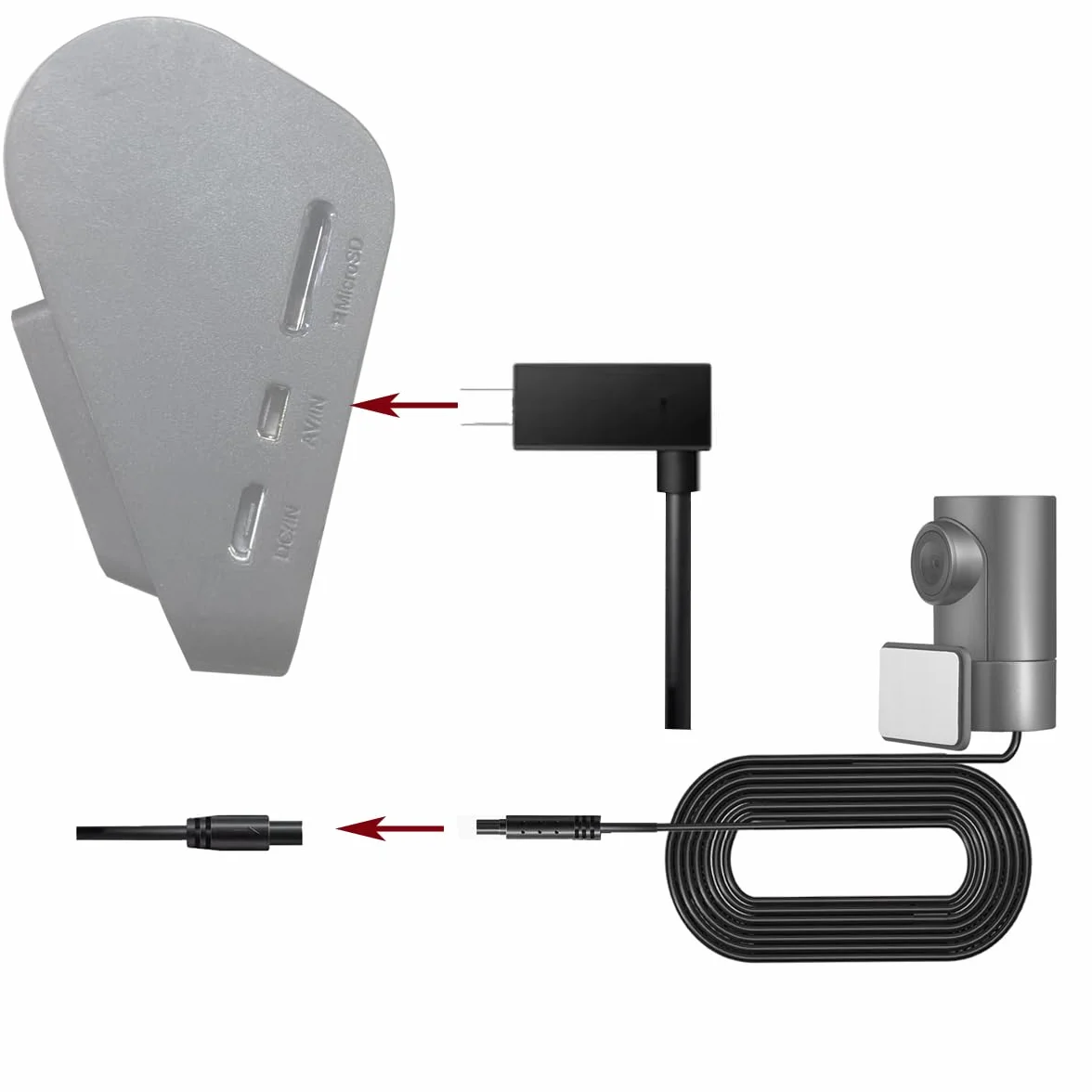 Kabel przyłączeniowy kamery tylnej, kompatybilny z 70MAI RCO6 RC05 RC09 RC12 RC11 FC02 RC14, czarny