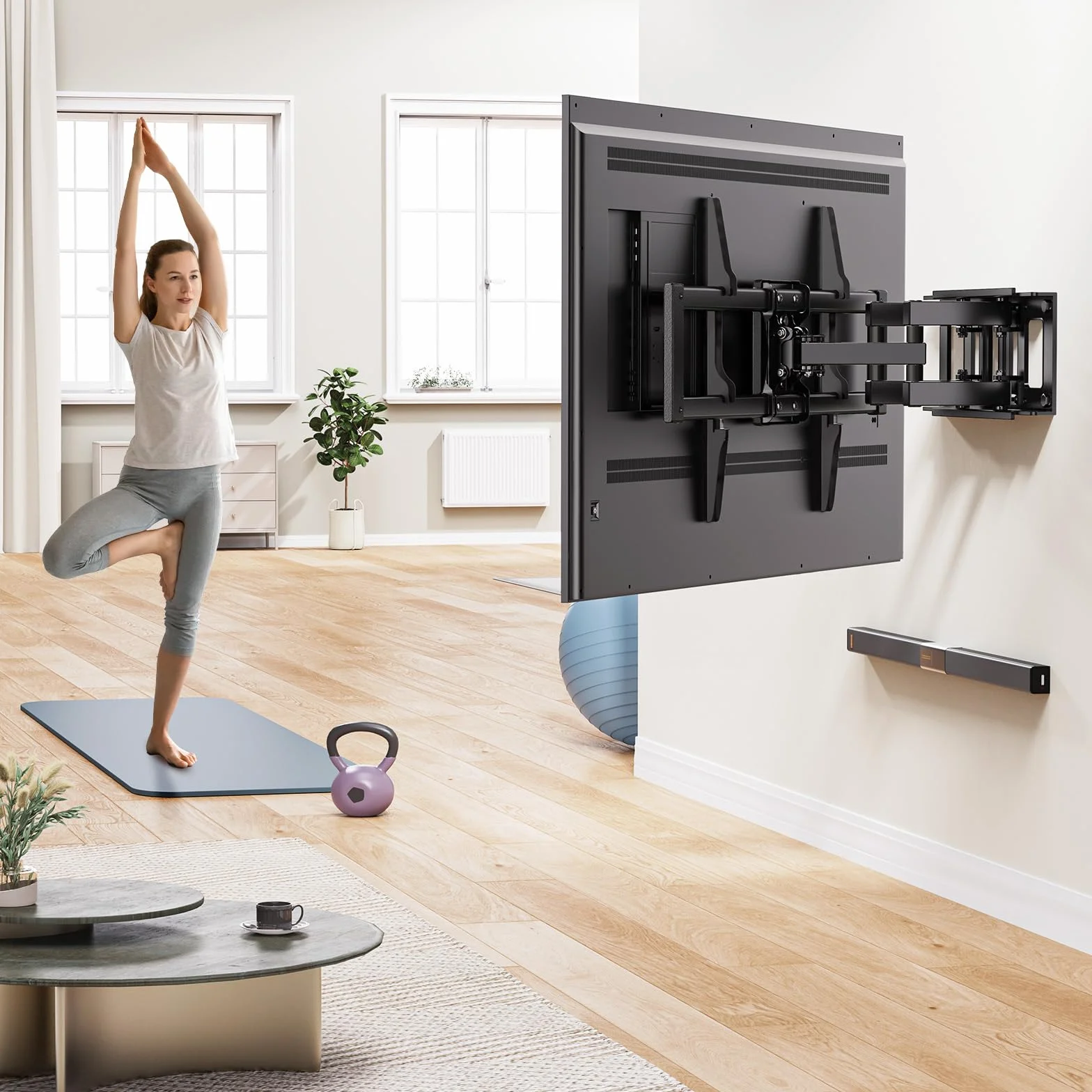 Alphamount Uchwyt ścienny do telewizora do większości telewizorów 4K LED i OLED o przekątnej do 45 kg, uchwyt na telewizor z dwoma ramionami przegubowymi, obrotowy, przedłużający i pochylany, uchwyt