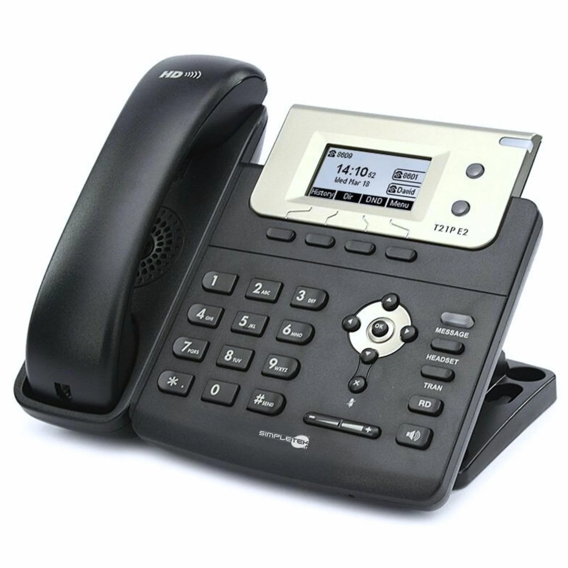 SIMPLETEK - Profesjonalny telefon IP PoE | 2 x konto SIP | HD Audio | podświetlany wyświetlacz | bez zasilacza (odnowiony)