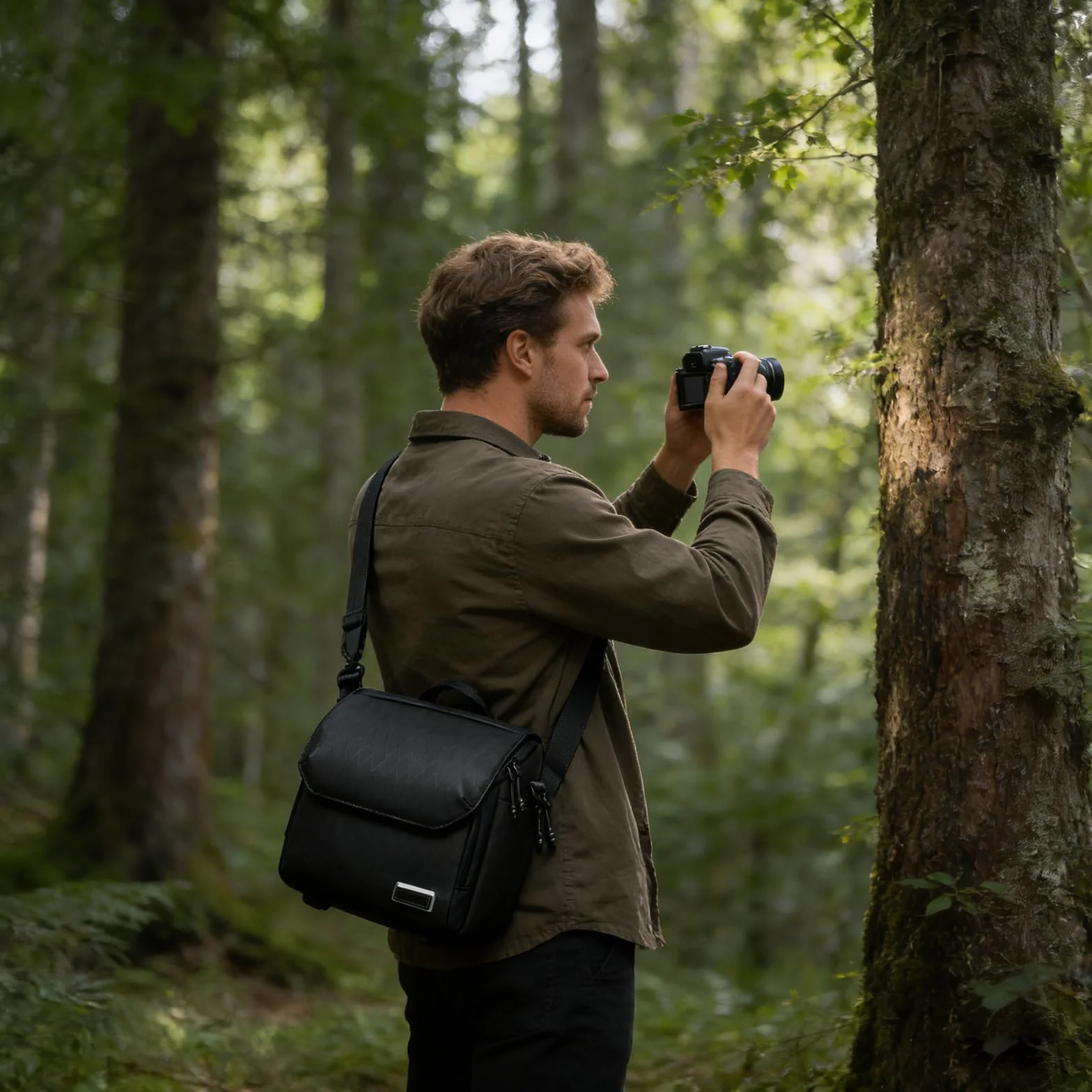 LANMOU Torba na aparat fotograficzny na lustrzankę cyfrową i obiektyw, mała torba na zdjęcia z paskiem do mocowania statywu, mała torba na aparat z regulowanym i odpinanym paskiem na ramię