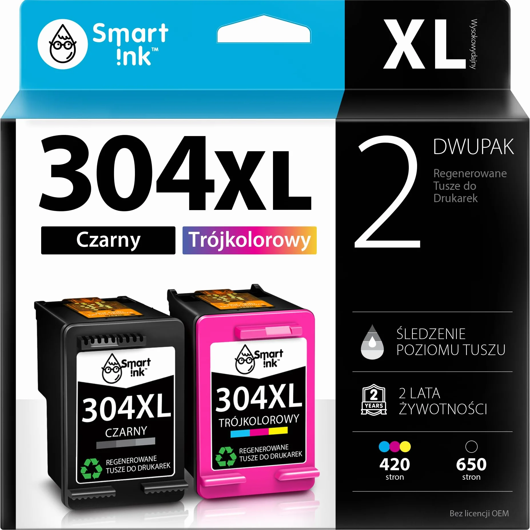 Smart Ink Regenerowane Tusz Zamiennik HP 304XL 304 XL (Czarny i kolor Łączony pakiet 2 sztuki) do użytku z DeskJet 2620 2630 2635 3700 3720 3730 Envy 5010 5010 5020 5052 5055