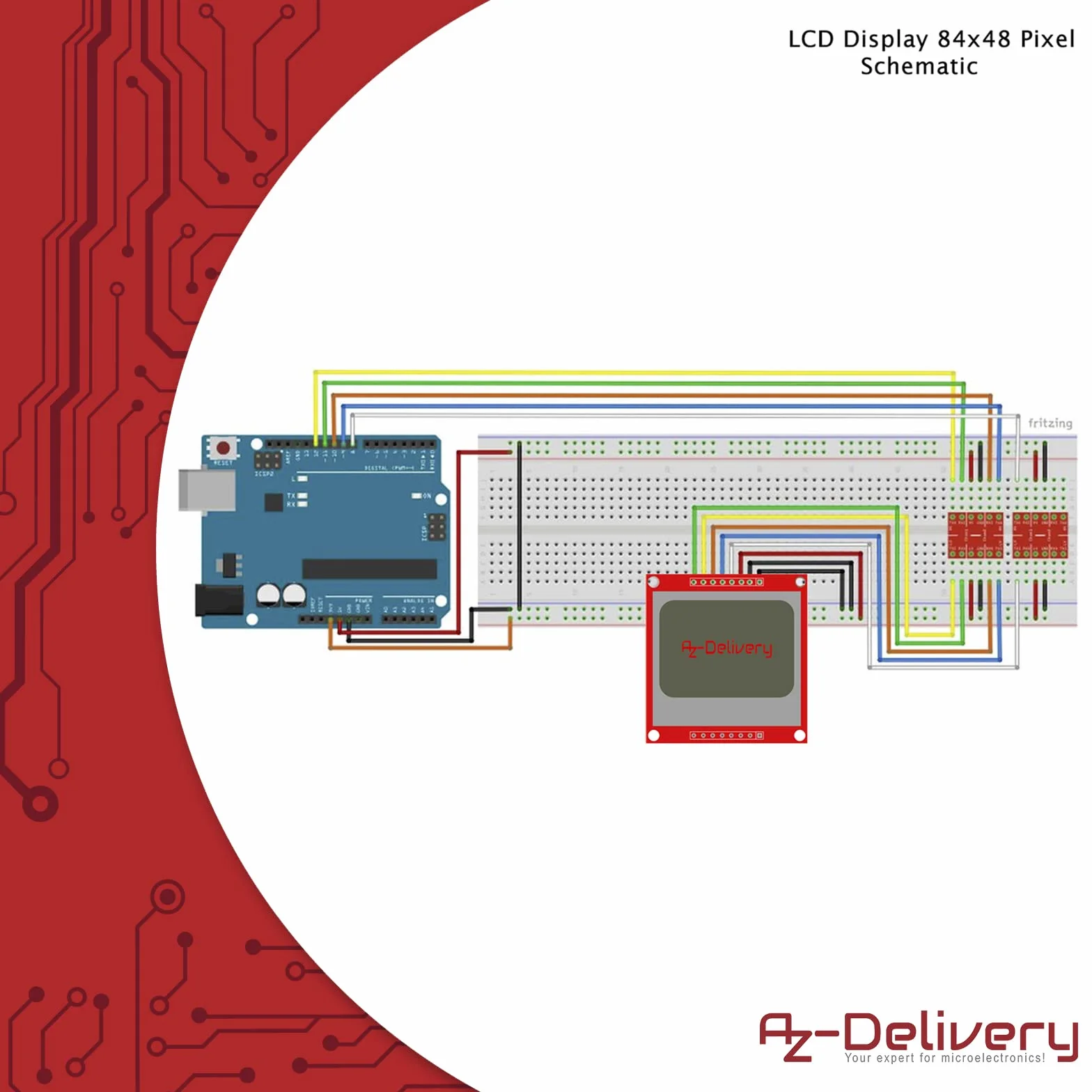 AZDelivery 3 x 84x48 pikseli wyświetlacz LCD z białym podświetleniem i czarne znaki kompatybilne z Arduino, Joystick PS2 Gamepad w tym E-Book!