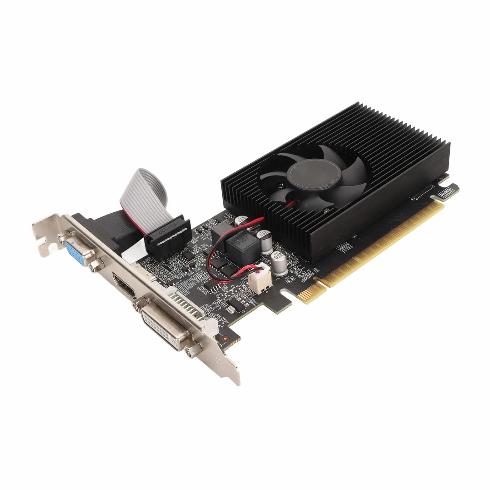 Karta Graficzna GT730 4G DDR3 128bit, Karta Graficzna do Gier Stacjonarnych z Wyjściem DVI VGA HDMI, PCI Express 2.0 X16, z Wentylatorem Chłodzącym