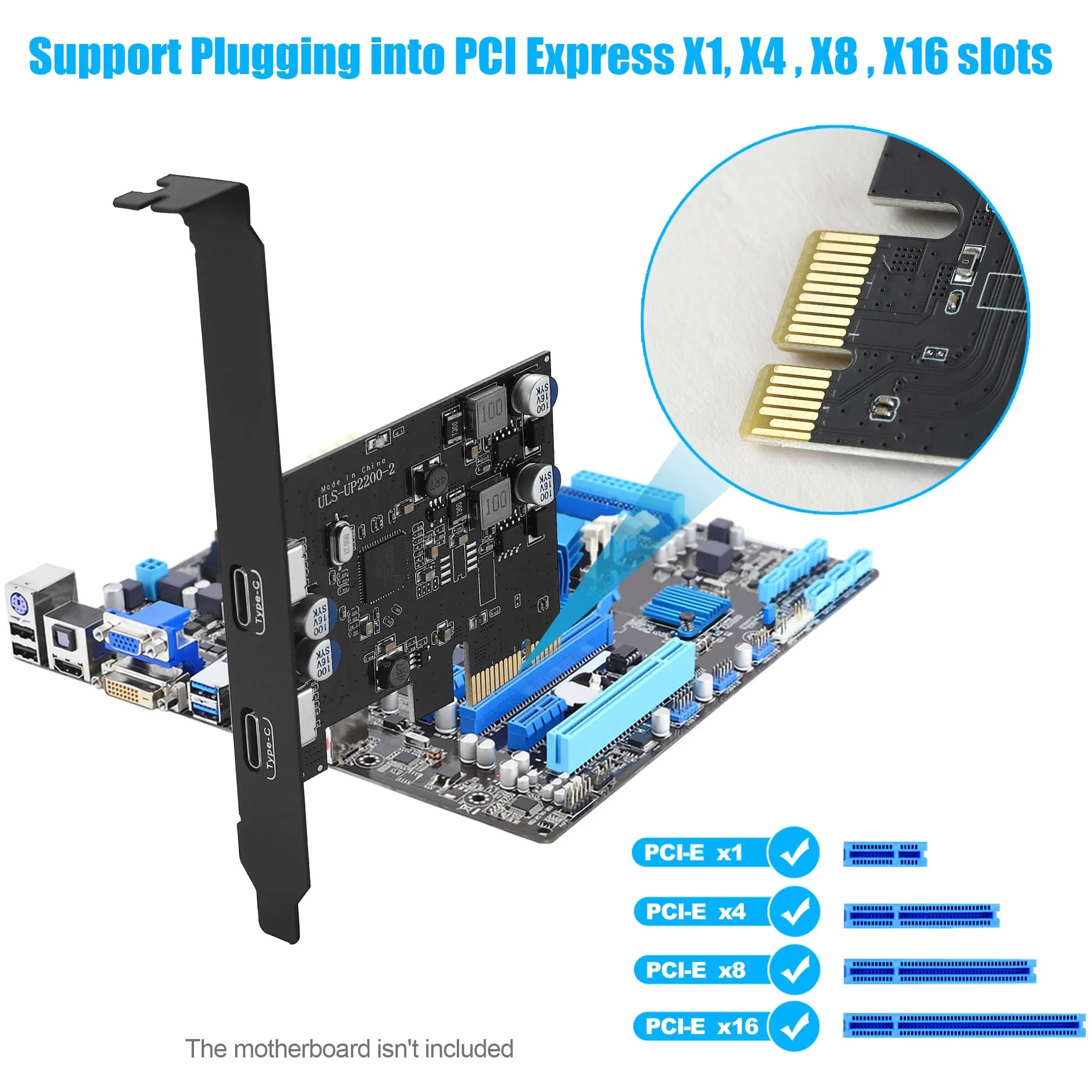 Karta PCIe USB C 2 porty z Power Delivery, karta USB 3.0 5Gbps szybkie ładowanie 20W dla komputera stacjonarnego