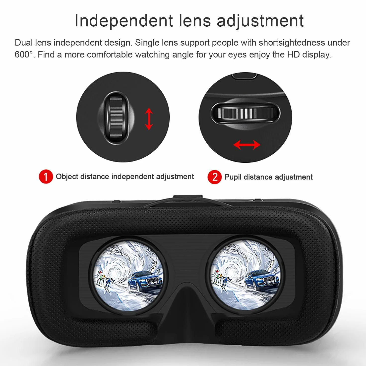 LONGLU Zestaw słuchawkowy VR z kontrolerem, kompatybilny z iPhone i Android, ulepszenie okularów VR ze słuchawkami, przeglądarka wirtualnej rzeczywistości 3D, obsługa smartfonów 4,7-7,2 cala