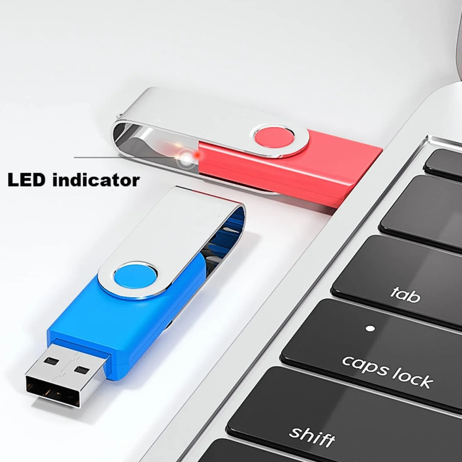 Pamięć flash USB 16 GB, USB 2.0, pendrive, składana, obrotowa konstrukcja, czarna, 2 szt