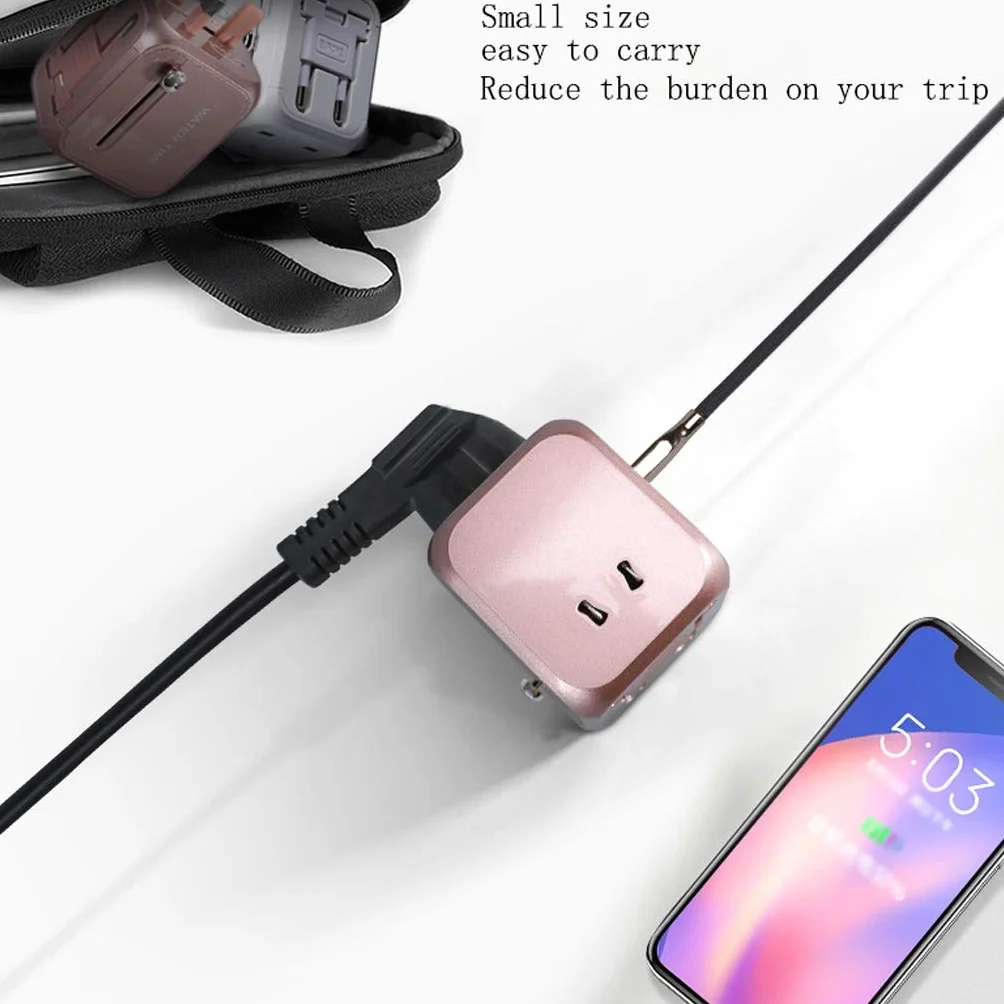 Przenośne podróże Międzynarodowe Gniazdo Konwersji Międzynarodowej, Worldwide Universal Adapter, Universal Socket Converter (Color : Gold)