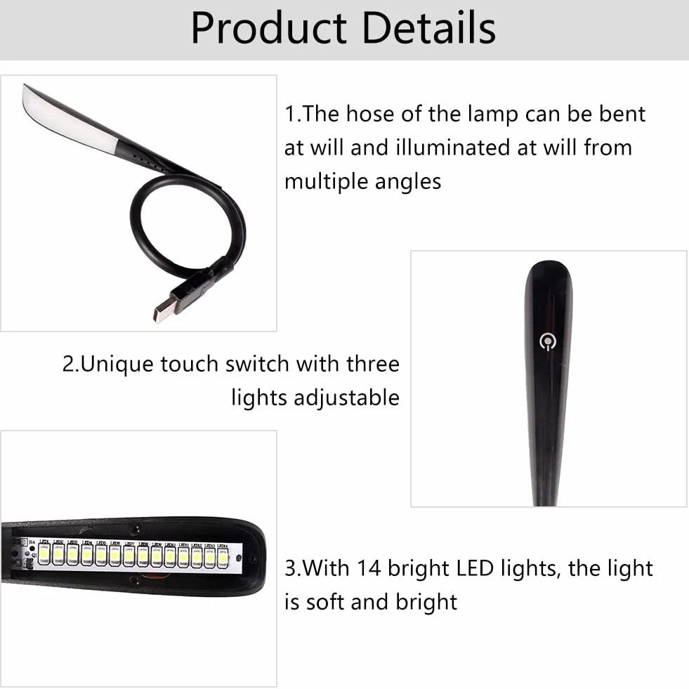 Przenośna lampka USB LED, mini przenośna lampa LED USB, przenośna lampa LED, lampka USB do czytania, lampa LED USB do komputera, lampa LED USB do laptopa PC, przenośna lampa LED USB