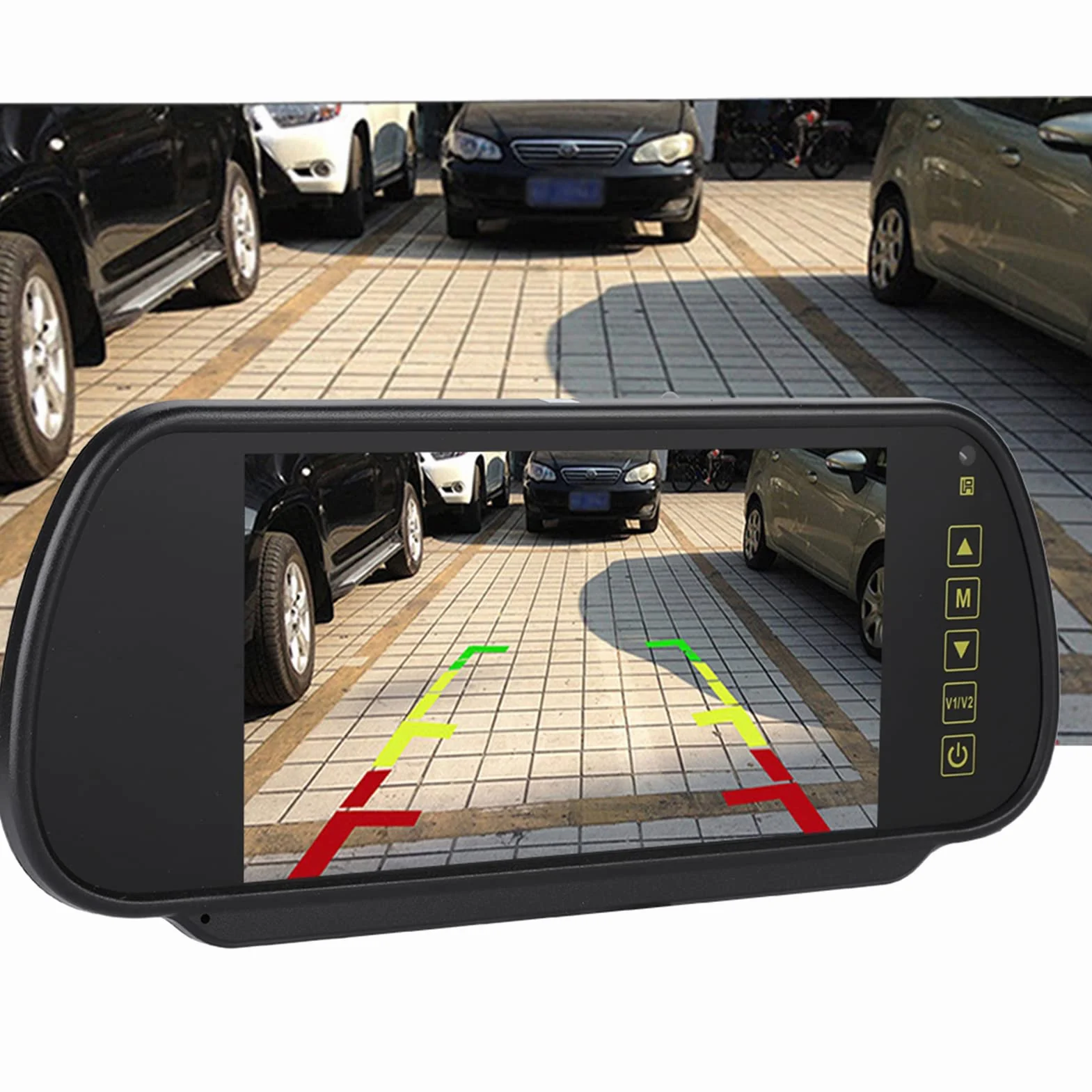 BORDSTRACT Monitor w lusterku wstecznym, 7-calowy monitor kamery cofania do parkowania pojazdu Kolorowy wyświetlacz LCD do kamery cofania