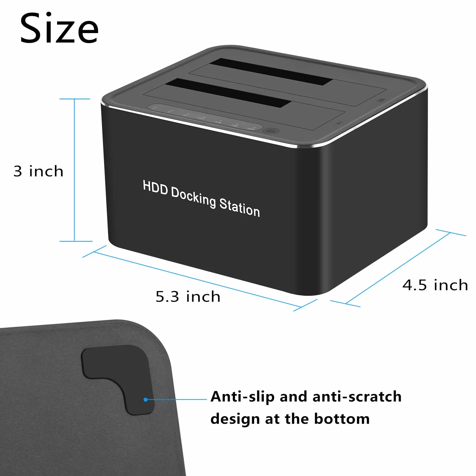 120 cm USB 3.0 do podwójnego SATA antypoślizgowa stacja dokująca do dysków twardych 2,5/3,5 cala HDD SSD / funkcja klonowania offline