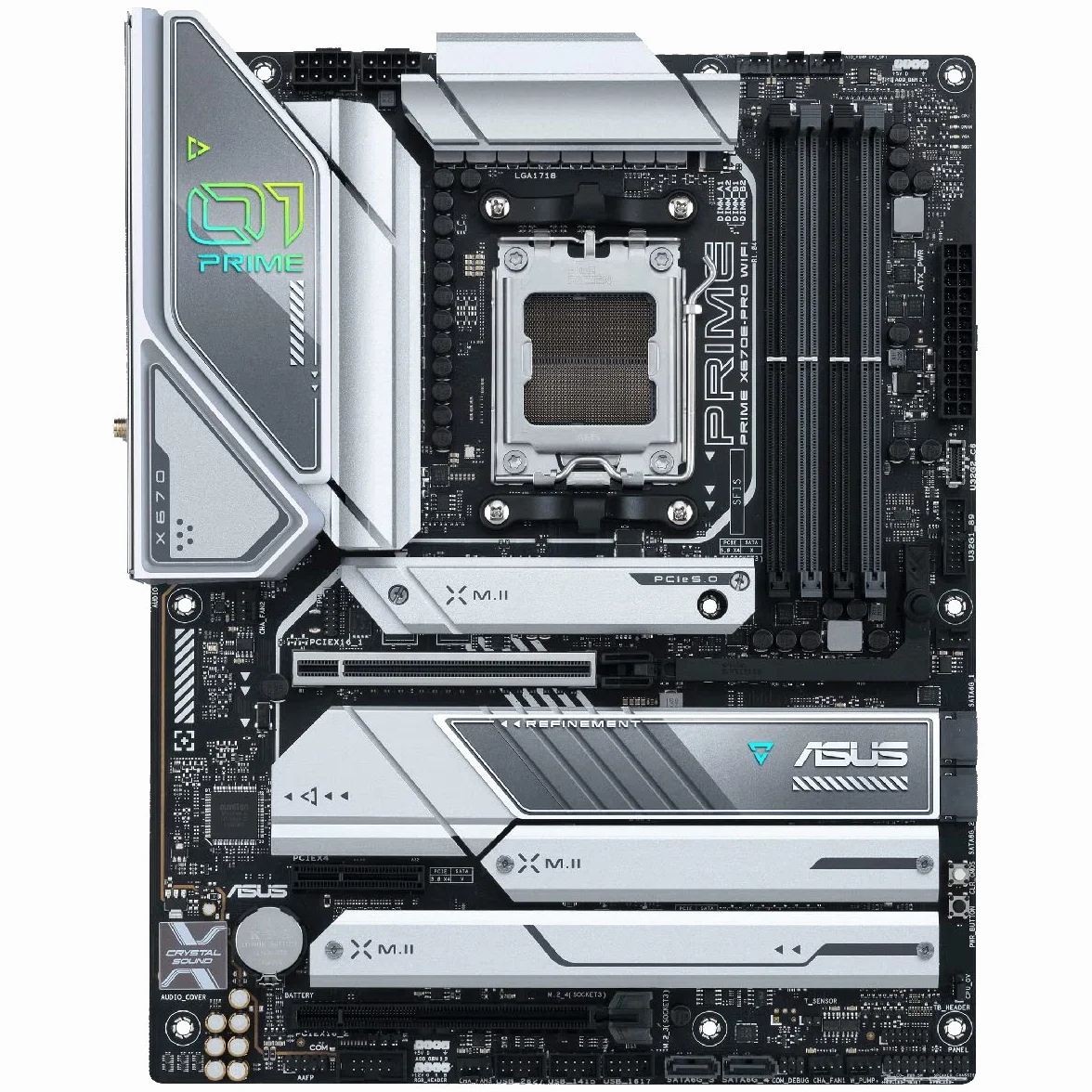 ASUS 90MB1BL0-M0EAY0 PRIME X670E-PRO WiFi płyta główna do gier AMD AM5 (Ryzen 7000, ATX, PCIe 5.0, 4. M.2, pamięć DDR5, USB 3.2 Gen 2 Typ-C, Aura Sync oświetlenie RGB)