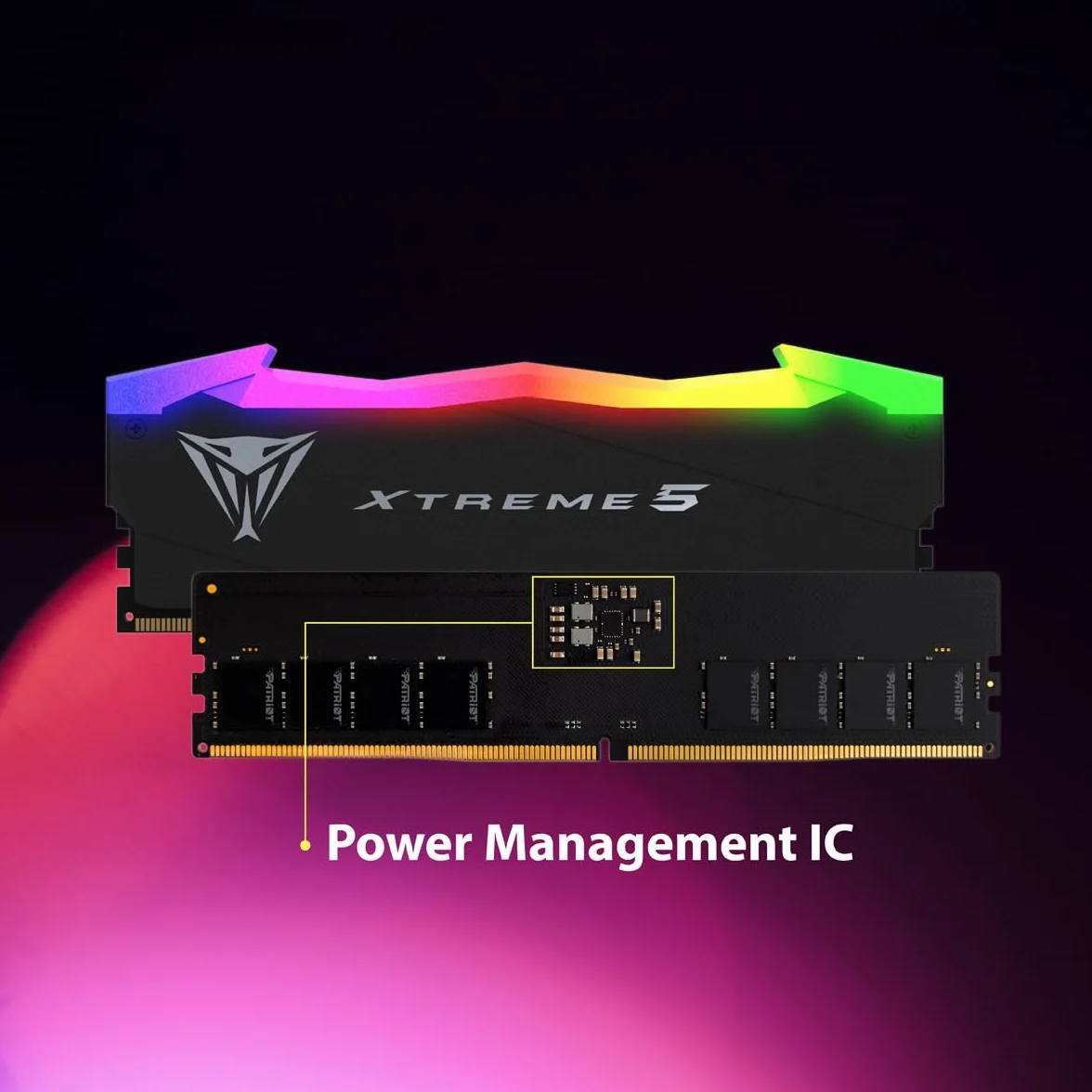 Patriot Viper Xtreme 5 RGB DDR5 RAM 32 GB (2 x 16 GB) 8000MT/s CL38 Zestaw pamięci do gier do komputera stacjonarnego UDIMM - PVXR532G80C38K