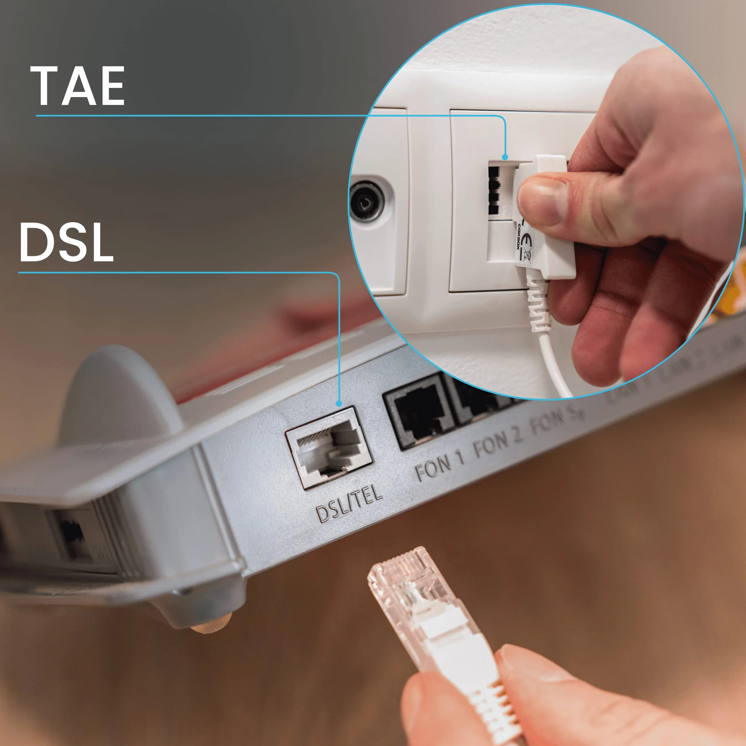 Kabel DSL TAE RJ45 biały VDSL ADSL do routera Fritzbox Speedport Easybox