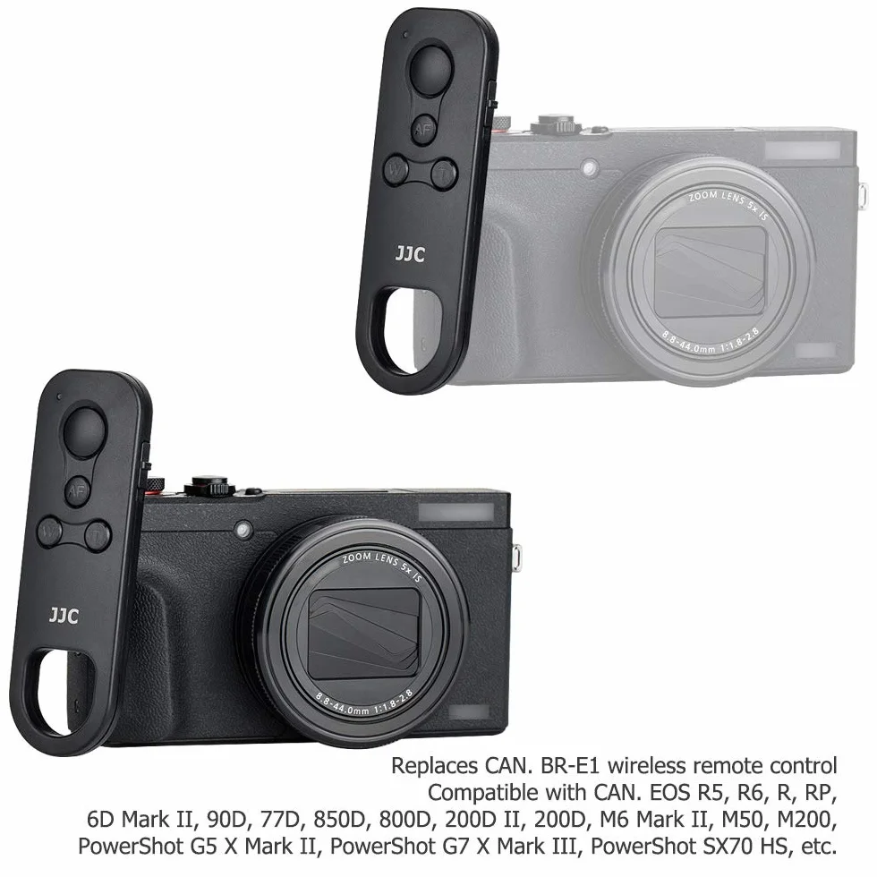 JJC BR-E1 bezprzewodowy pilot do Canon EOS R8/R50/R7/R3/R5/R6/RP/77D/90D/850D/200DII/200D/M6 Mark II/M50/M200, PowerShot G5X Mark II/G7X Mark III/SX70HS