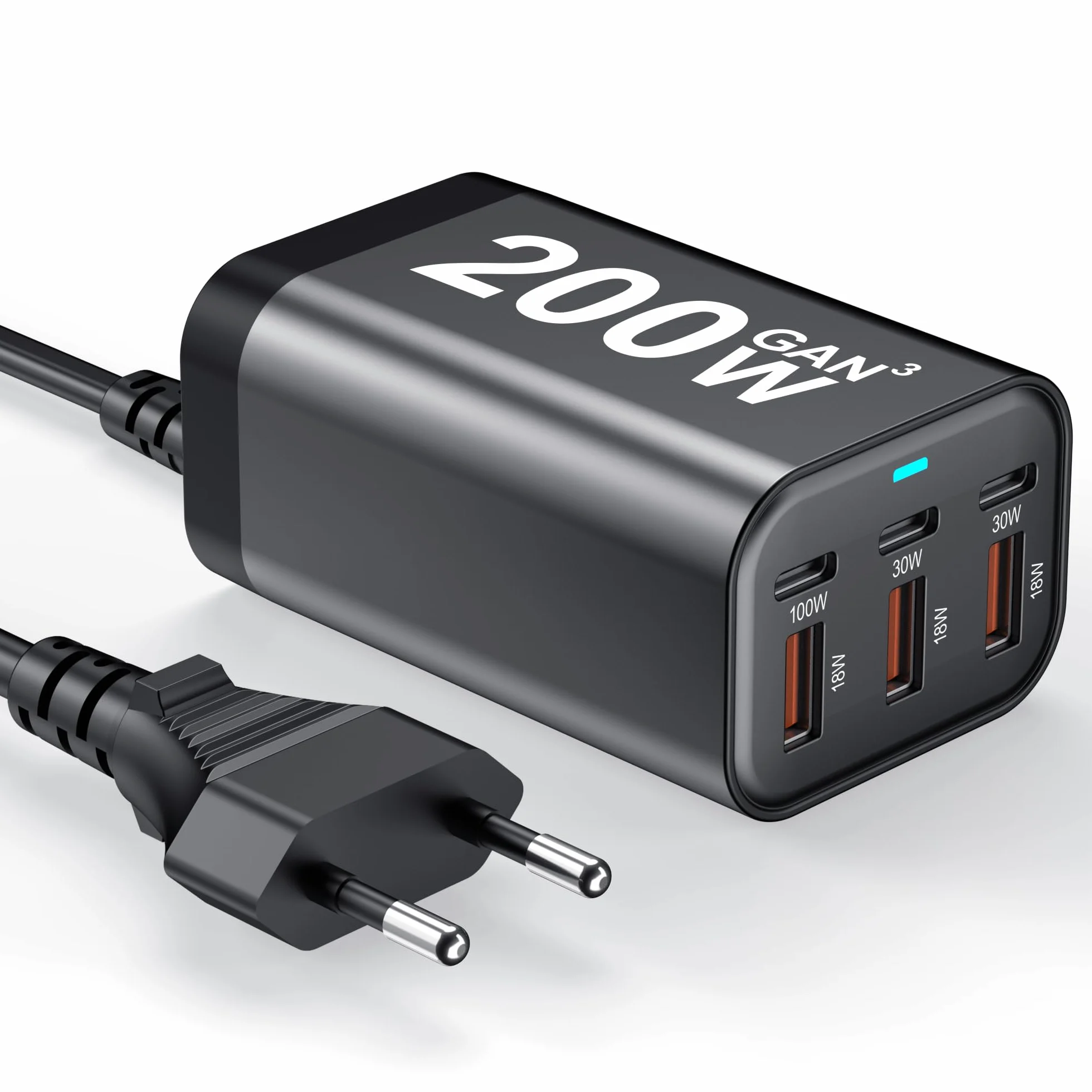 USB C Charger Block 200W 6 Port GaN Fast Charging Station Hub for Laptop, iPad, iPhone 17 Pro Max Fast Charger Pixel DELL MacBook Pro/Air Galaxy S25 Steam Deck USB C 100W Adapter for Android