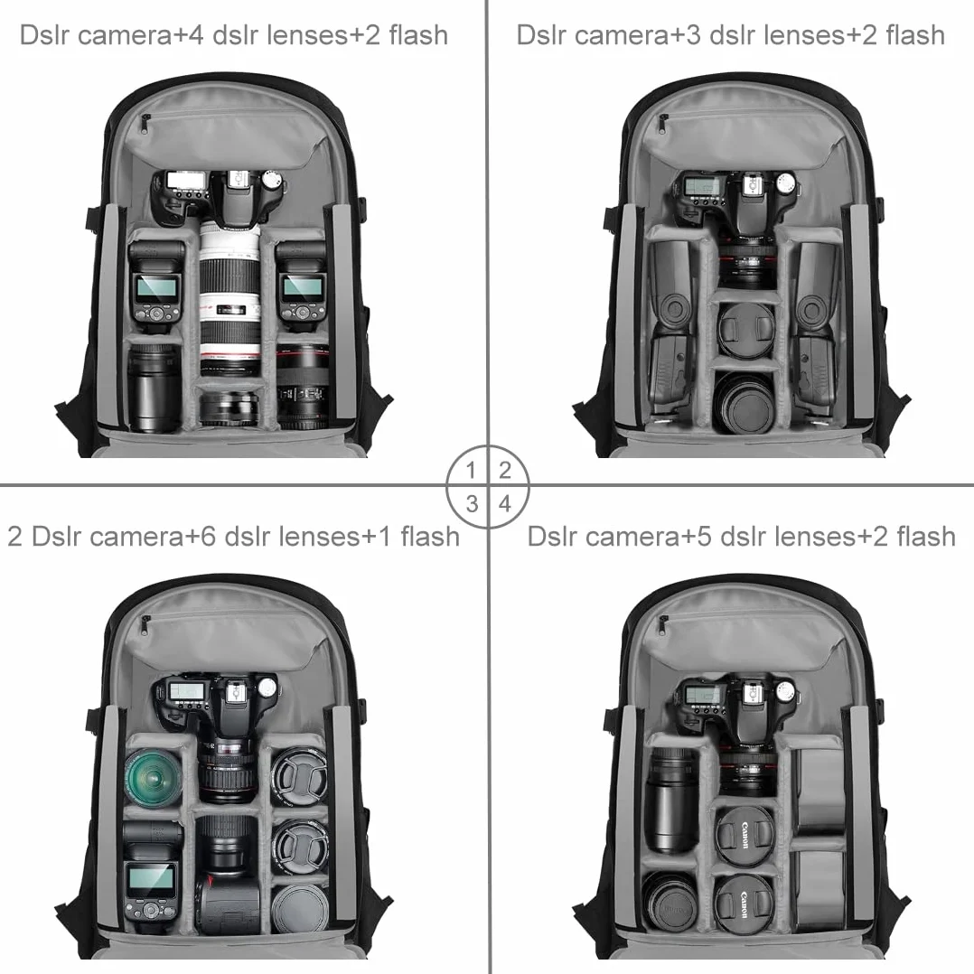 Fututech Torba fotograficzna do DJI Ronin-SC Ronin-S DSLR Camera DSLR Wodoodporny plecak na aparat, stabilizator odporny na zarysowania z osłoną przeciwdeszczową, czarna, czarny