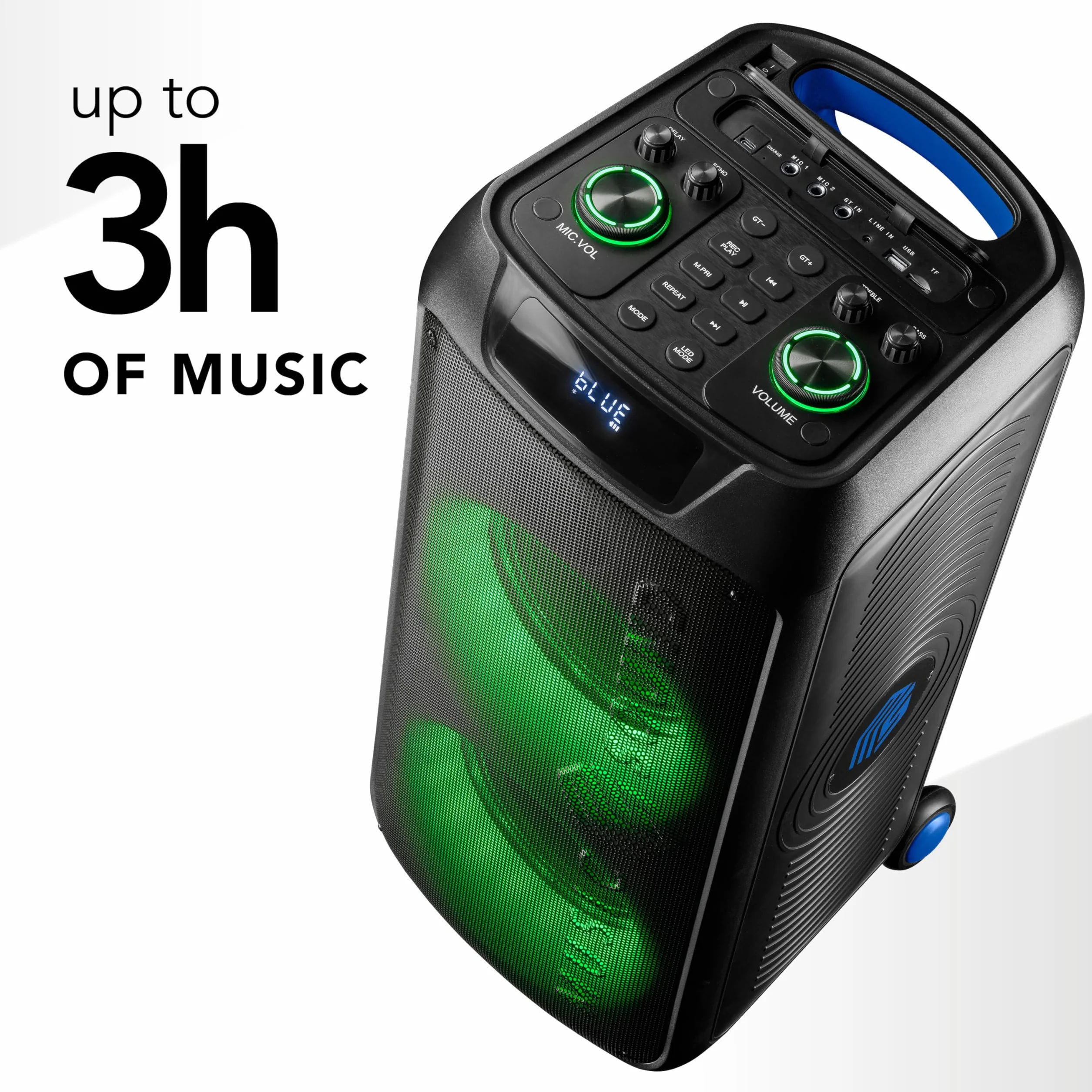 Music Sound Sound Box, przenośny głośnik Bluetooth, 110W, oświetlenie RGB Sync, True Wireless, uchwyt i koła, 3 godziny pracy na baterii, mocny dźwięk na imprezy na świeżym powietrzu