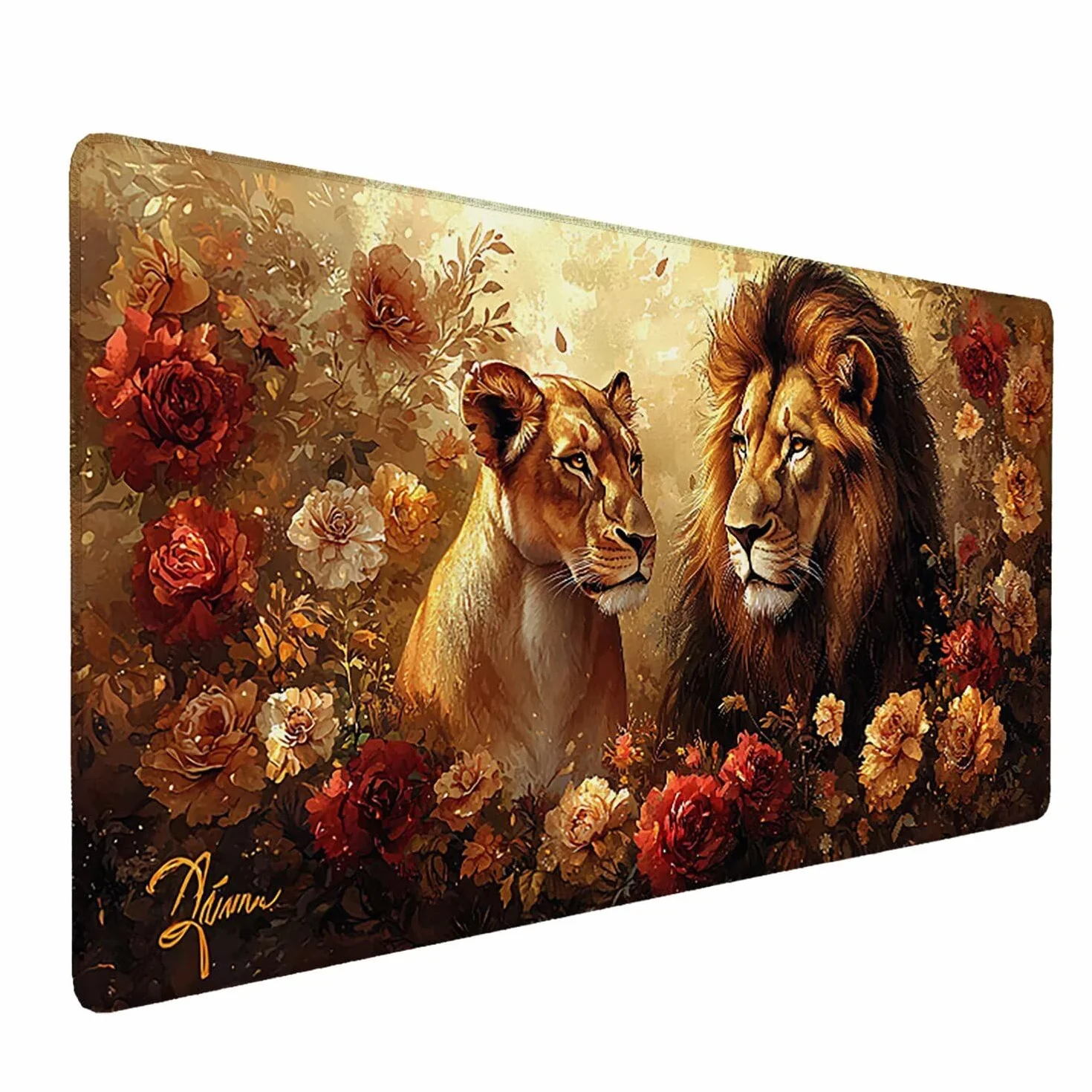 Podkładka pod mysz, podkładka pod mysz do gier dla par lew 1200 x 600 mm duża podkładka pod mysz biurkowa biurko, odpowiednia do notebooków i komputerów stacjonarnych akcesoriów biurkowych z-764