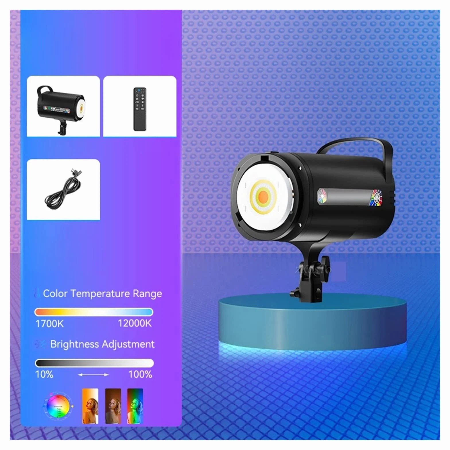 RGB COB światło led do kamery oświetlenie studyjne 1700 K-12000 K profesjonalne studio lampa błyskowa stroboskopowa mocowanie lampy do kamery wideo zdjęcie(Type A)