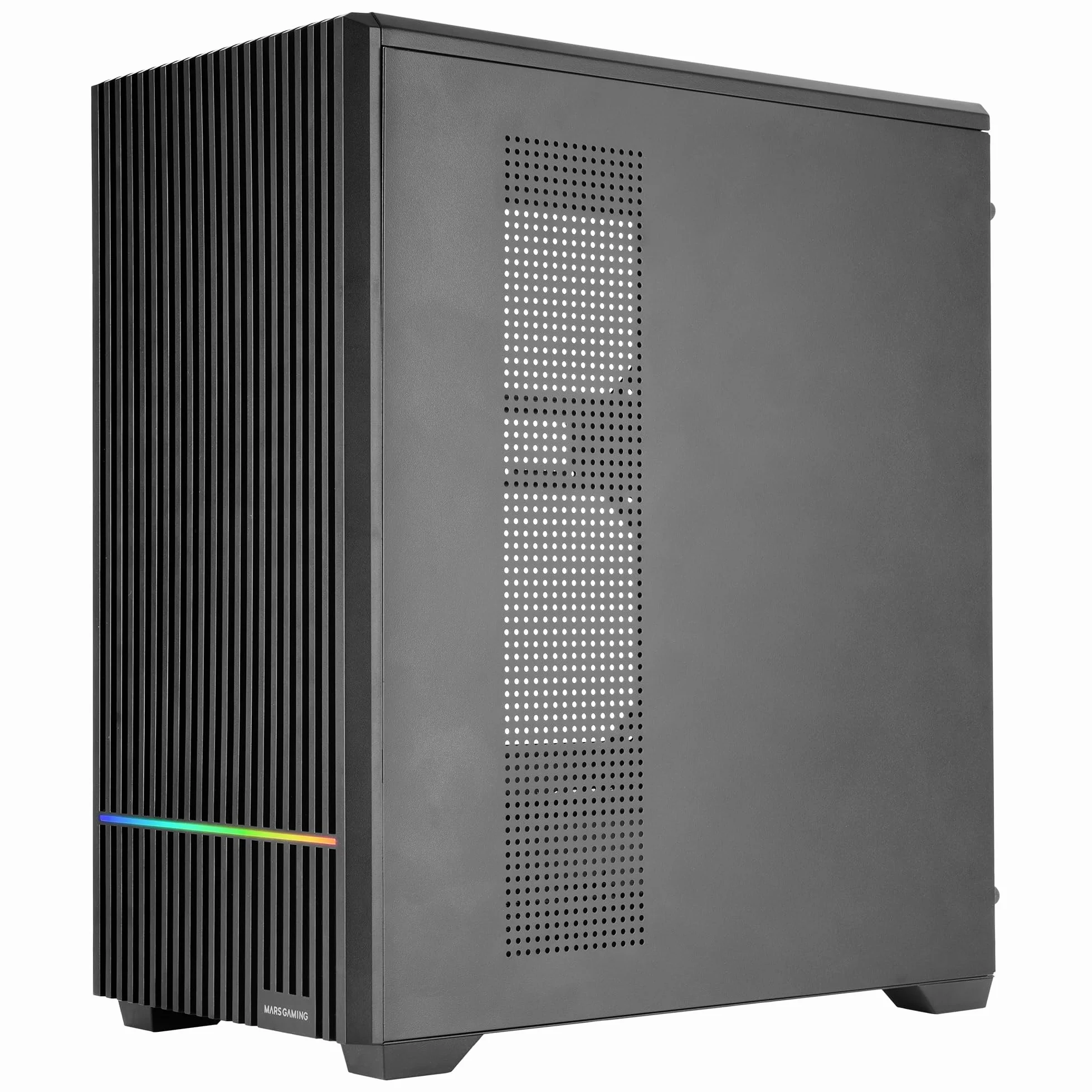 Mars Gaming MC-QUANTUM, Obudowa PC Gaming ATX, Przedni Mesh z paskiem LED ARGB, Pełne boczne szkło hartowane, 4x wentylatory FDB 120mm, Wsparcie chłodzenia cieczą do 240mm, USB-C, Czarny
