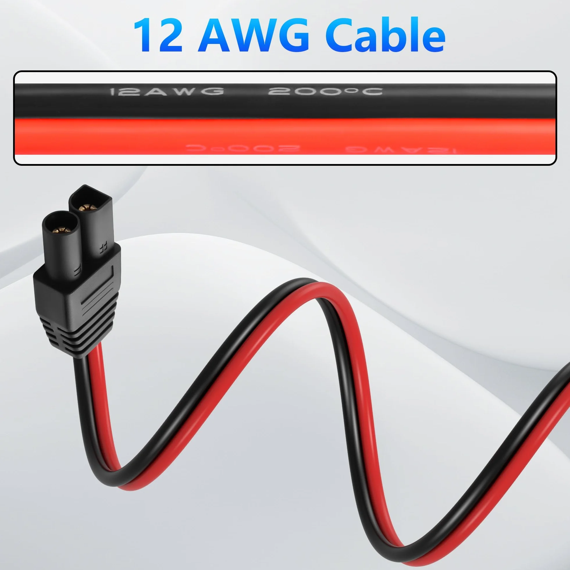 GINTOOYUN 2 szt. wtyczka EC5 Power Pigtails kabel 12AWG EC5, wtyczka do gołego drutu, kabel naprawczy z wodoodporną nasadką do akumulatorów samochodowych (11,81 cala), wtyczka EC5 0,3 m