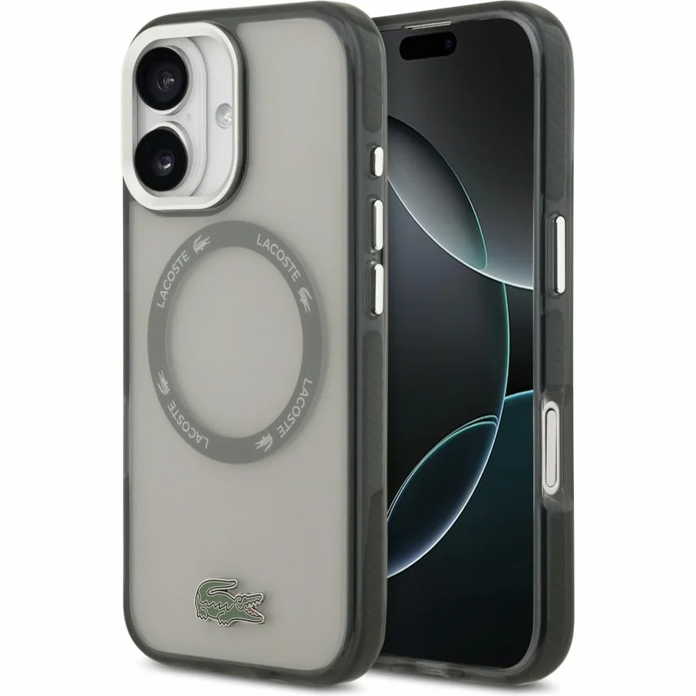 CG MOBILE Lacoste Shockproof przezroczyste etui kompatybilne z MagSafe do iPhone 17 x (szare)