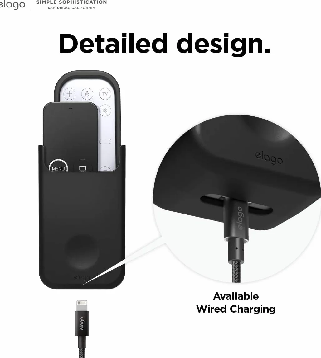 elago Uniwersalny uchwyt na pilot zdalnego sterowania – kompatybilny z pilotem Apple TV i innymi elementami sterującymi, mocna naklejka, szczegółowy projekt (średni, czarny)