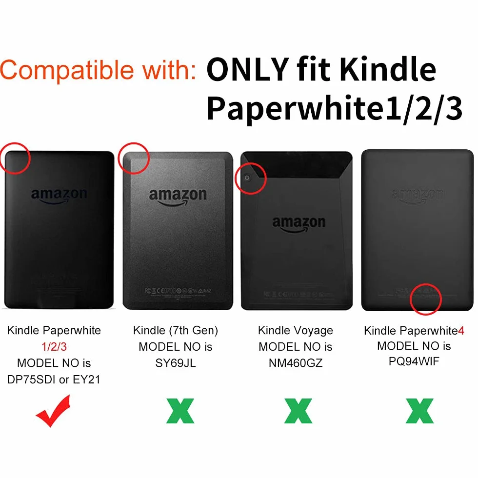 Youngme martshell etui do Kindle Paperwhite z 2 szt. paskami na rękę, odpowiednie dla małych osób ręka/budzenie do Kindle (Crame, DP75SDI / EY21)