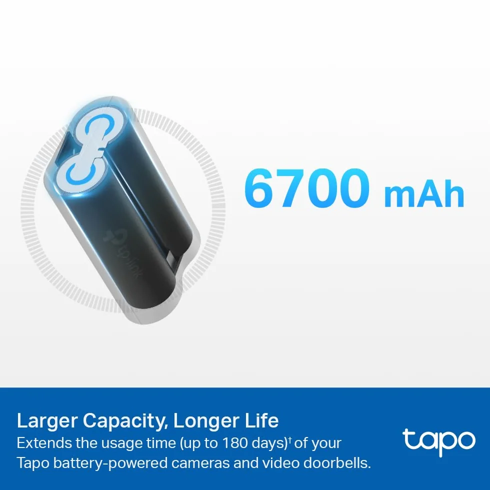 Tapo A100 | Akumulator 6700 mAh do kamer i wideodomofonów Tapo | 6-stopniowa ochrona | Szybkie ładowanie | Kompatybilny z C420, C400, D230