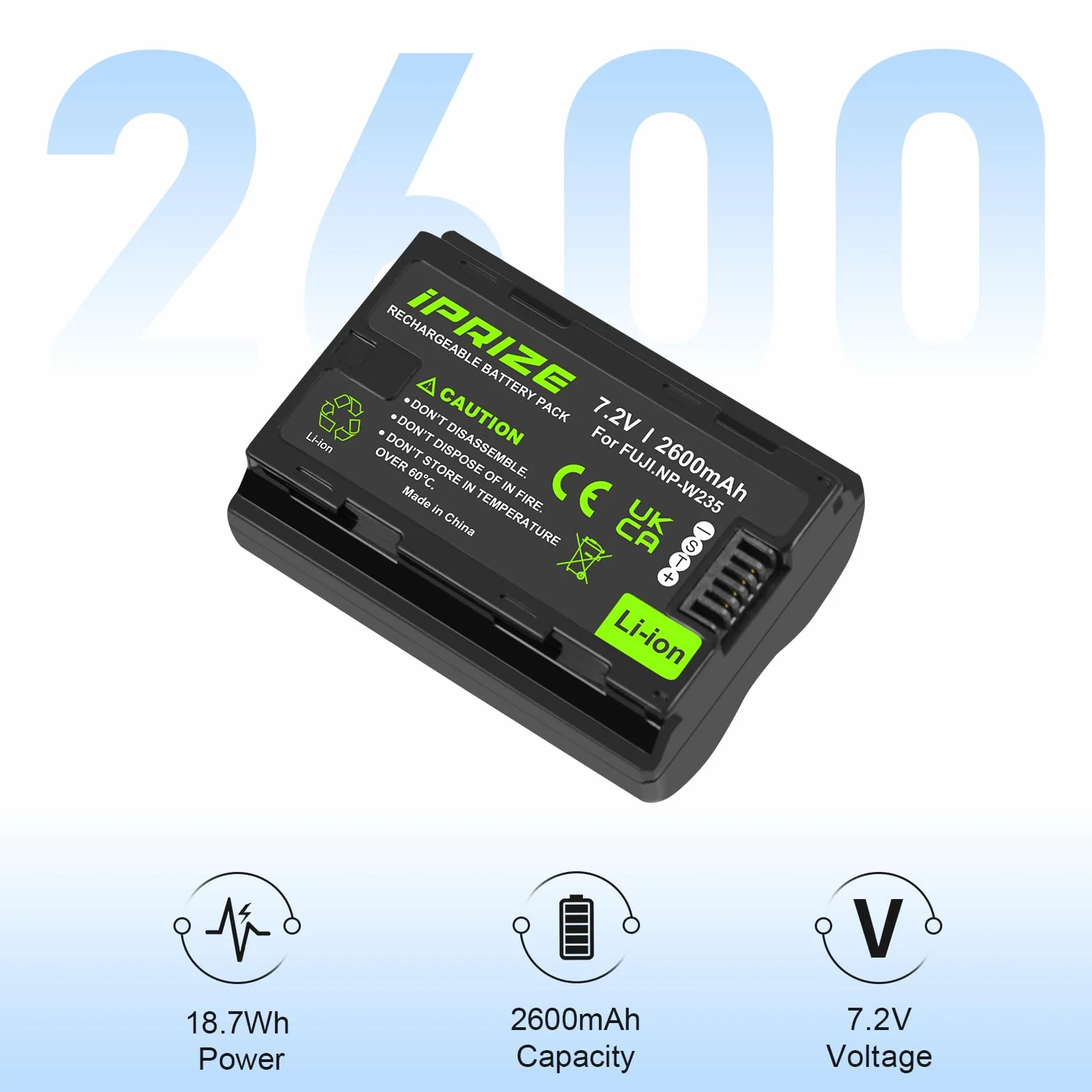 NP-W235 2600 mAh i ładowarka do Fujifilm X-T4, X-T5, GFX-50S II, GFX 100S, GFX-100 II, X-H2, X-H2S, XS20, X-S20