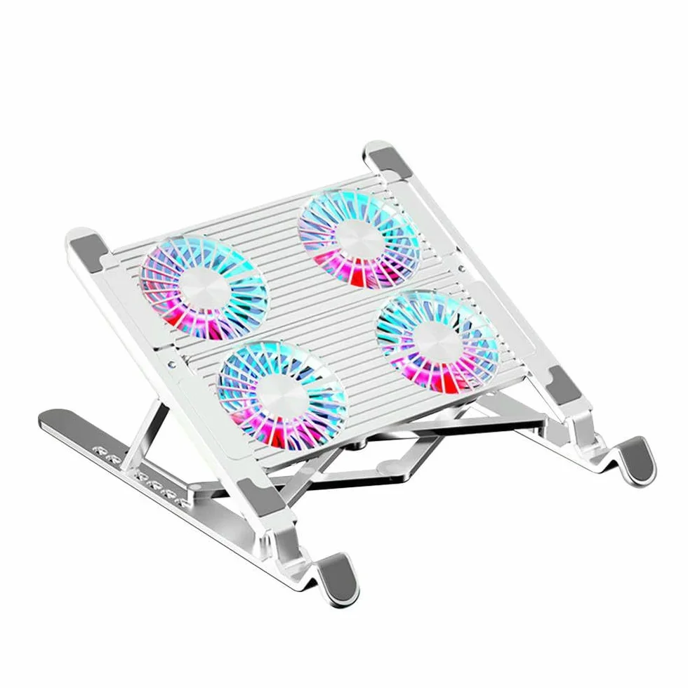 DYRBF podkładka chłodząca do laptopa z wentylatorami 2/4 składany wentylator chłodzący do laptopa RGB cichy przenośny uchwyt na laptopa 7 wysokości