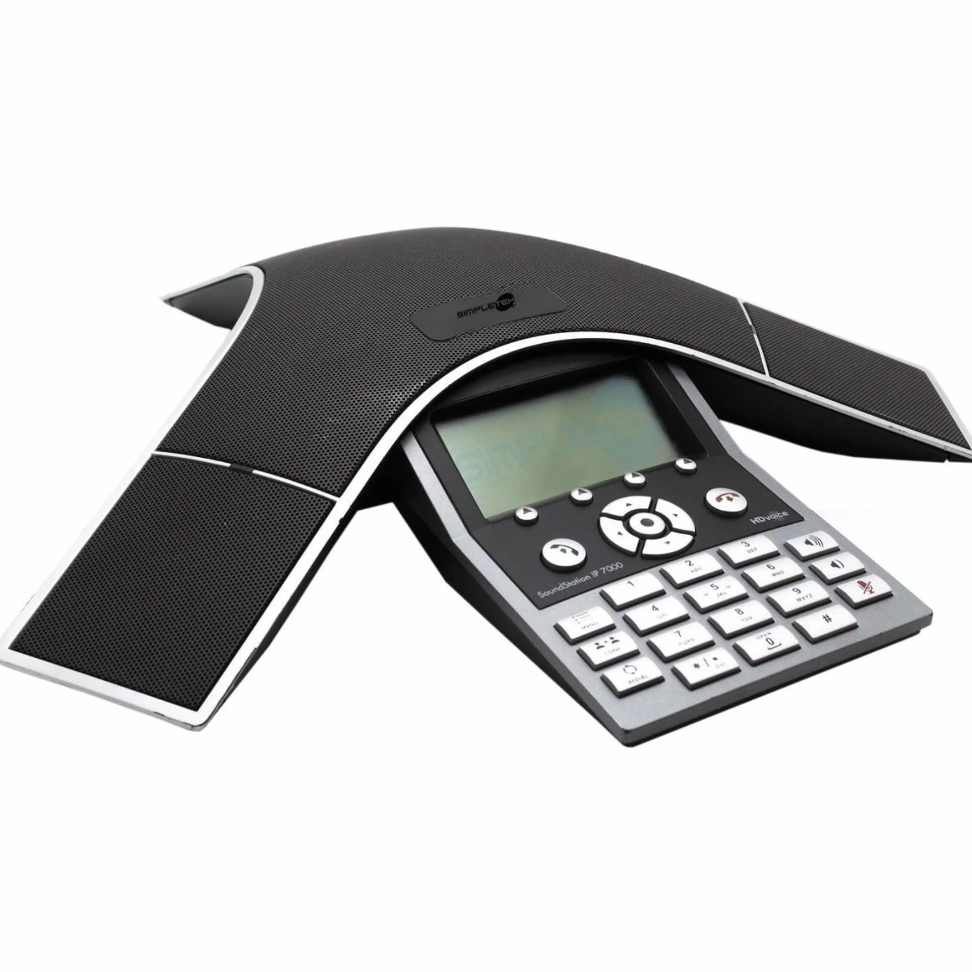 SIMPLETEK - Telefon konferencyjny IP, wyświetlacz LCD, HD Audio, SIP PoE, technologia Full-Duplex, z zasilaczem (odnowiony)